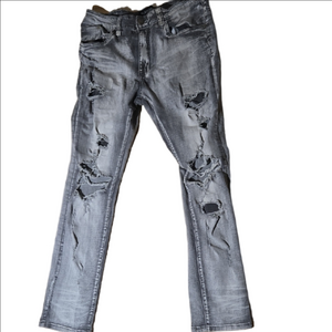 Platform Distressed Gray Distressed Skinny Jeans for Men 36/32